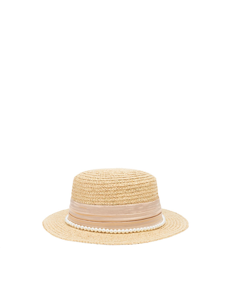 Chapeau en paille à perles